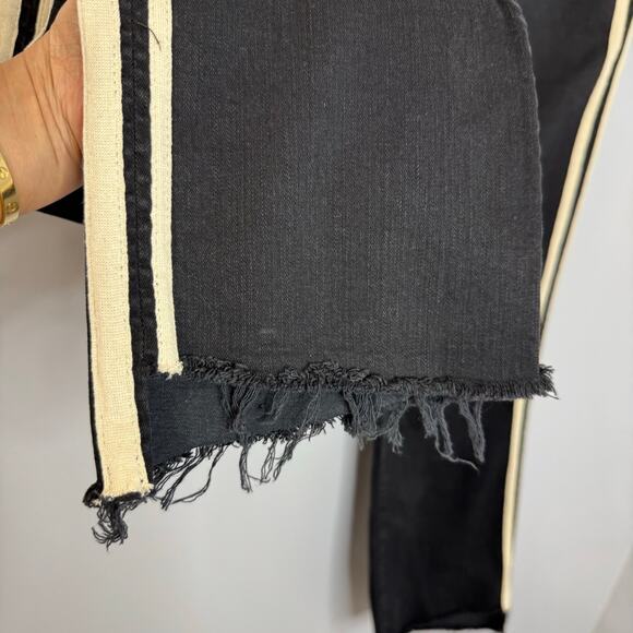 MOTHER Denim Insider Crop Step Fray Black Guilty Racer Jeans High Rise Sz 32 - Picture 4 of 16